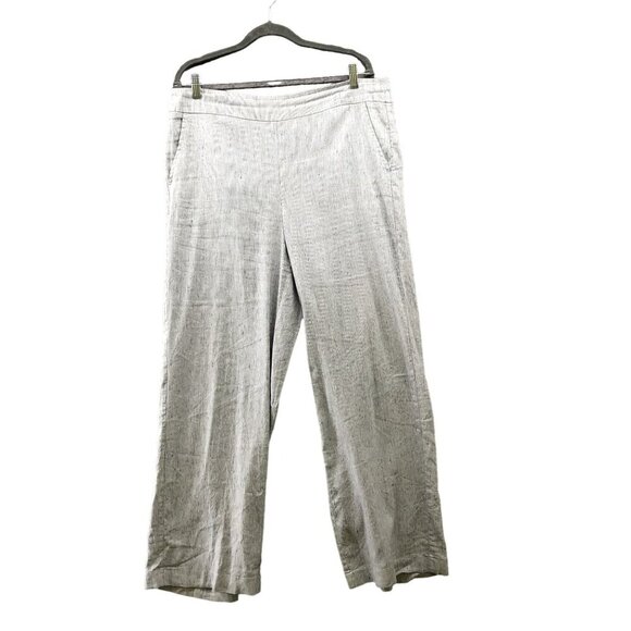 Chico's Pants - Chico's Linen Blend Pull On Pants Womens Size 14R 2.5R Blue Wide Leg Coastal